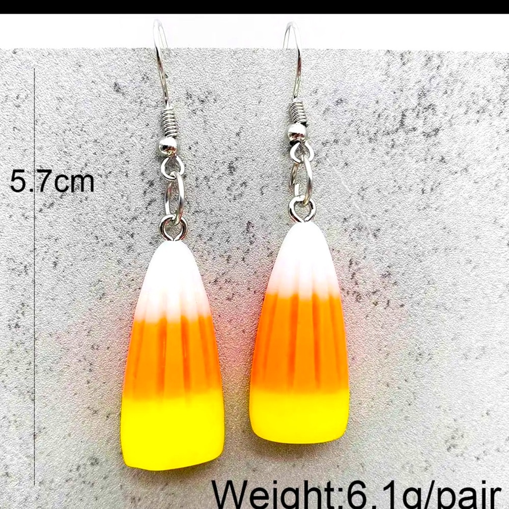 Candy-corn earrings with sterling silver hooks